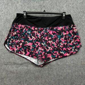 Athleta Running Free Printed Shorts Women's Size XL Lined High Waist Pink Black